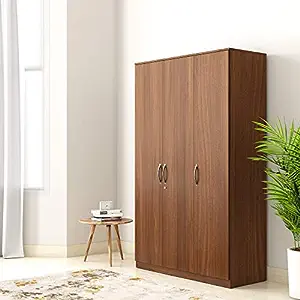 Amazon Brand – Solimo Medusa Engineered Wood Wardrobe walnut finish ,3 Doors
