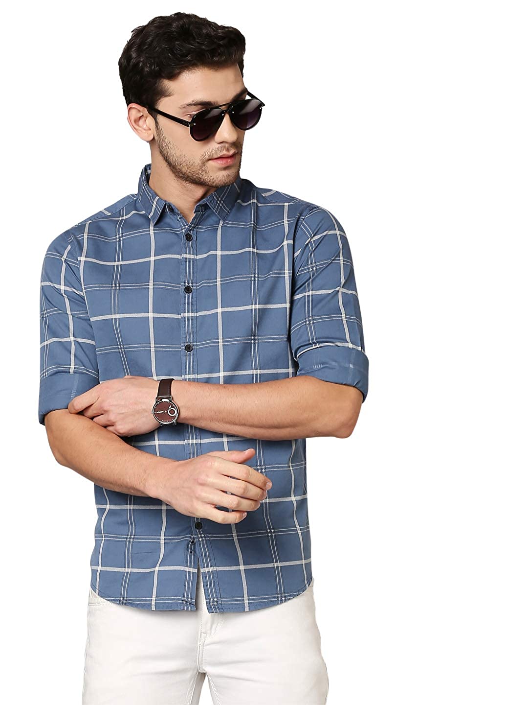 DennisMen’s Checkered Slim Fit Cotton Casual Shirt
