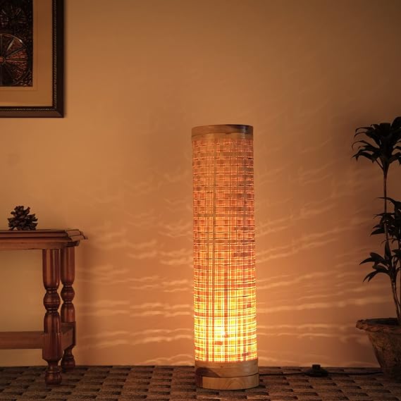 kraftinn Modern Bamboo Floor Lamp (28 inch, Natural Brown, Pack of 1)