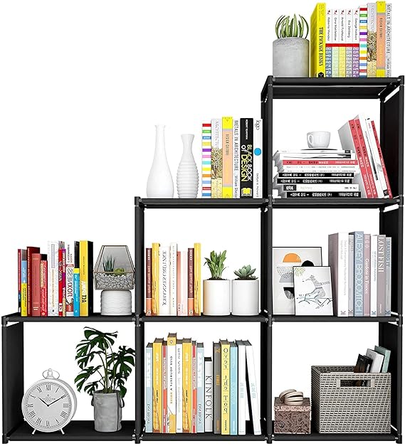 Snazzy Plastic Multipurpose Foldable Open Bookshelf, Book Shelves, Bookcase, Bookrack, Book Storage Organizer Shelf for Study Room Home Office Library (Black)
